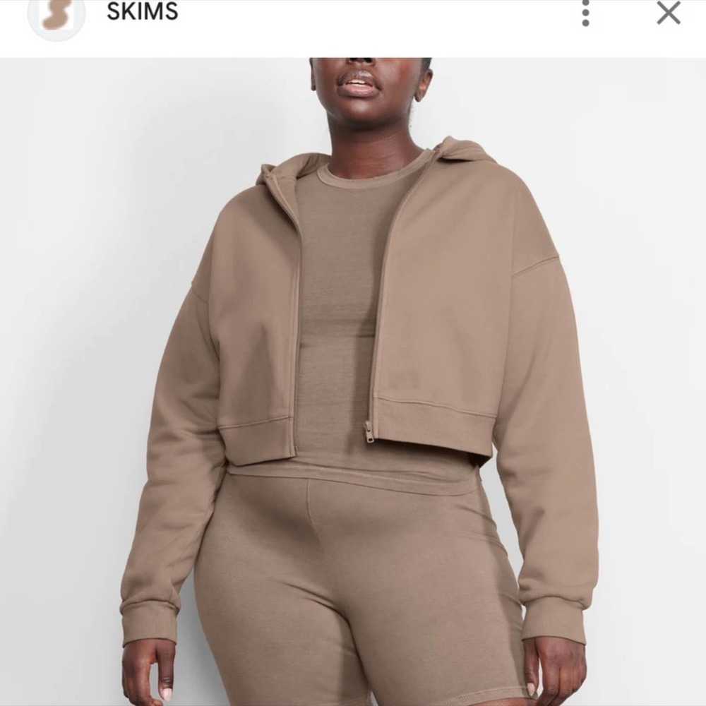 SKIMS Desert Tan 100% Cotton “The Zip Up Hoodie”